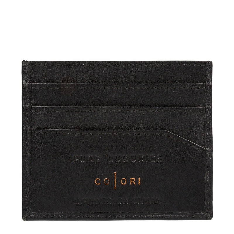 'Trento' Italian-Inspired Black Leather RFID Card Holder