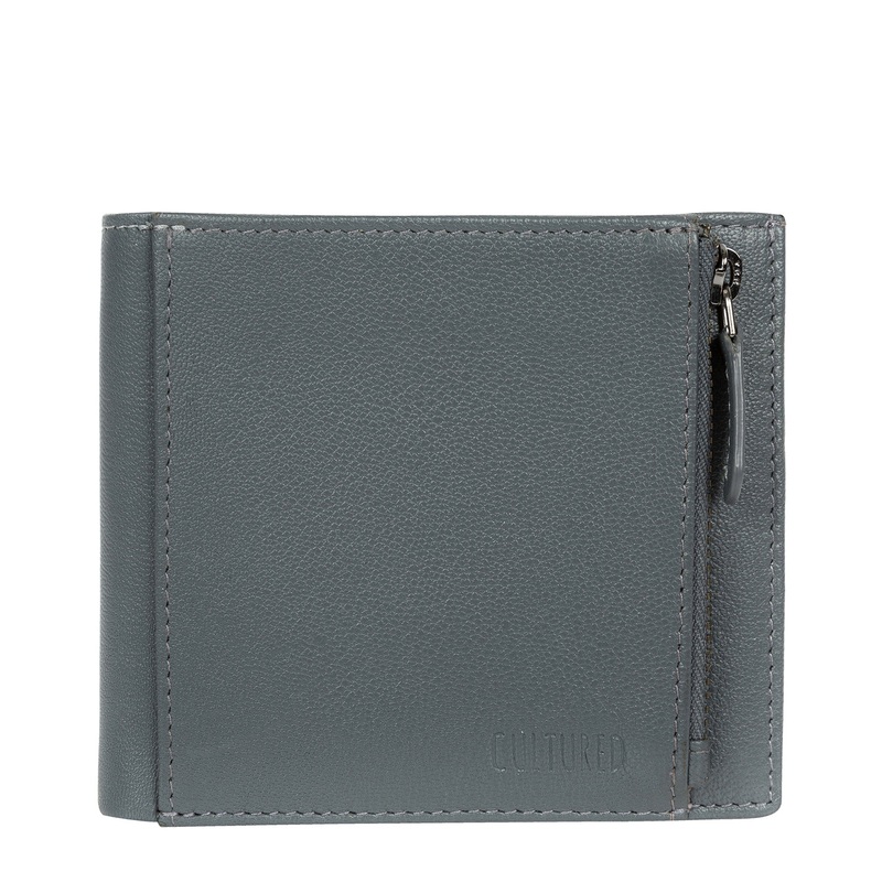 'Wilson' Gun Metal Leather Bi-Fold Wallet