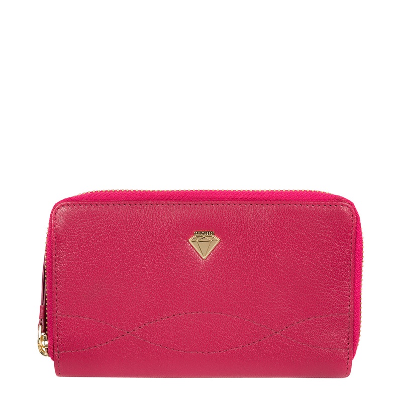 'Wittion' Geranium Leather Zip-Round Purse