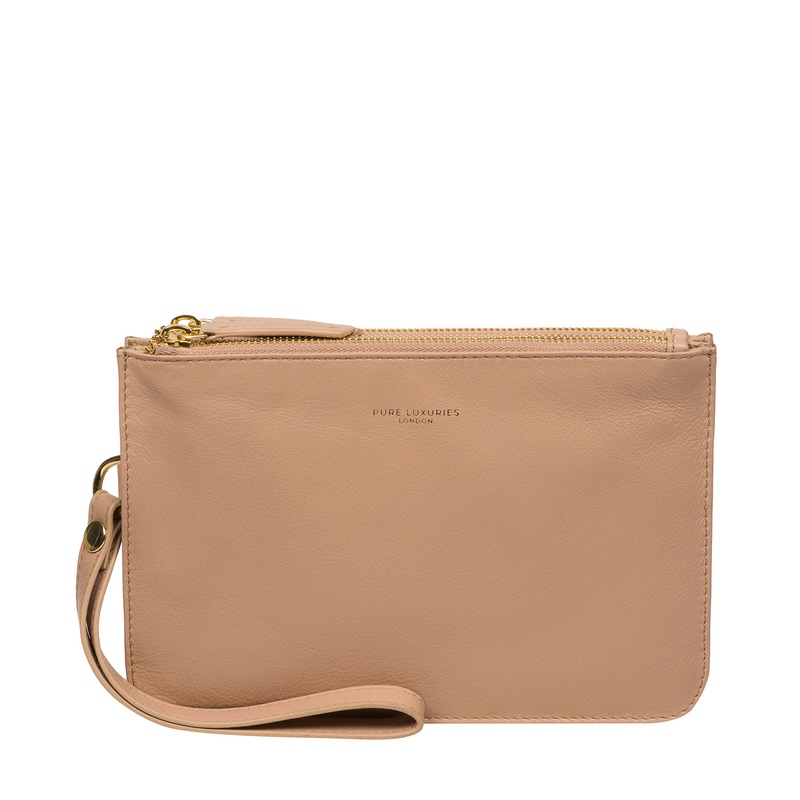 'Addison' Latte Nappa Leather Clutch Bag