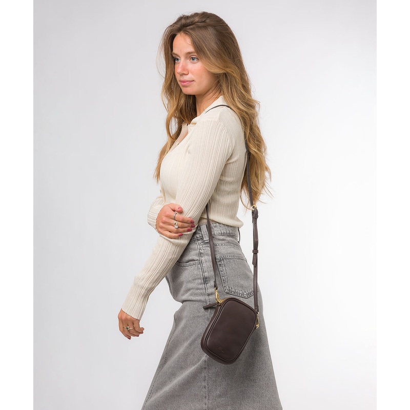 'Alaina' Hot Fudge Nappa Leather Cross Body Phone Bag