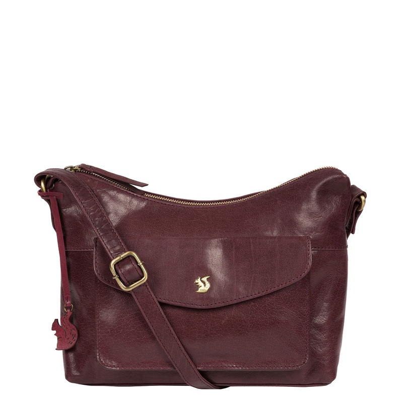'Alana' Plum Leather Shoulder Bag