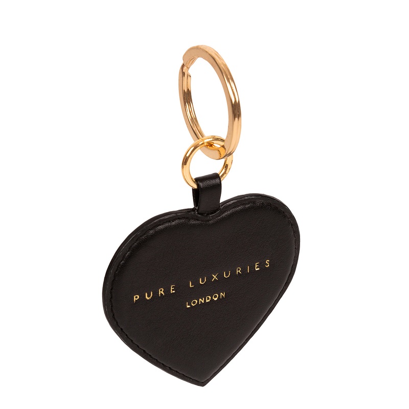 'Albany' Black Leather Heart Keyring