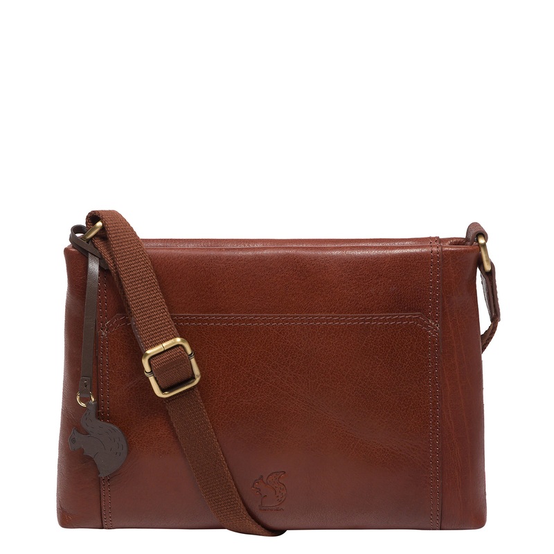 'Blossom' Conker Brown Leather Cross Body Bag