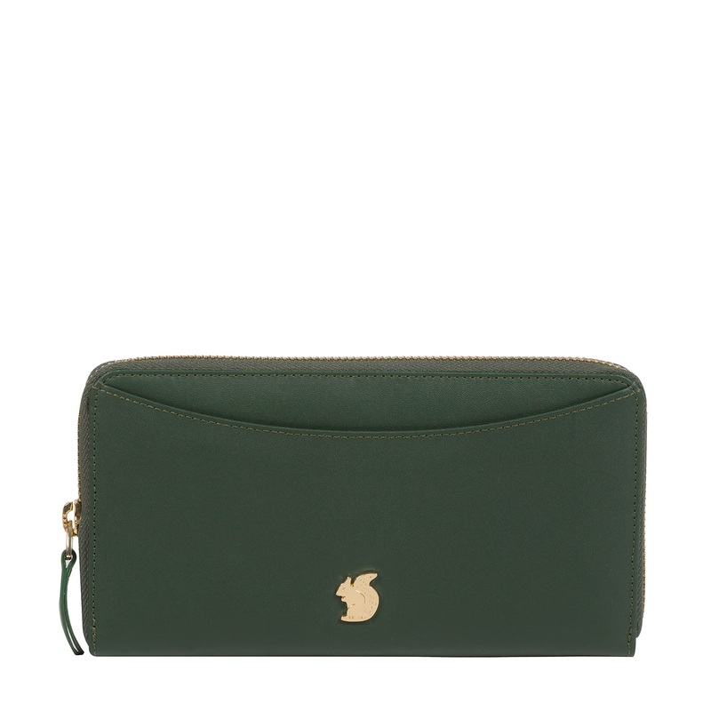 'Candy' Evergreen Leather Zip-Round Purse