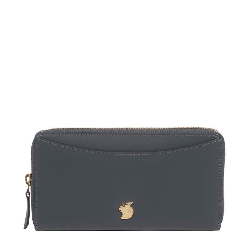 'Candy' Smoky Blue Leather Zip-Round Purse