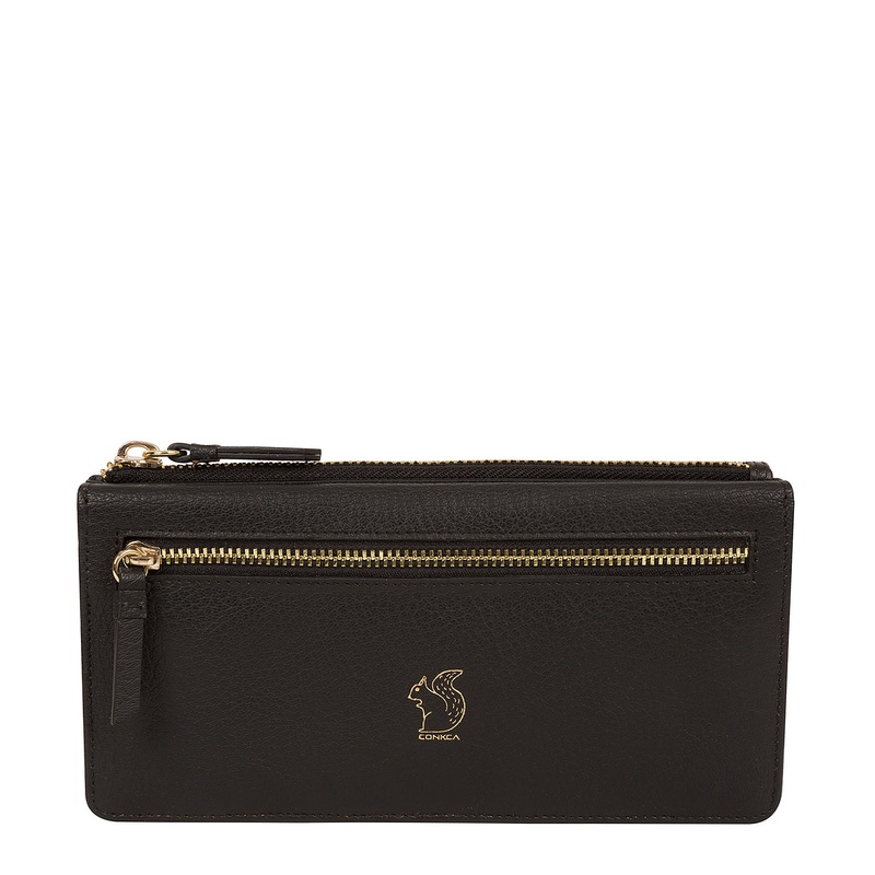 'Daya' Pebble Black Leather Purse