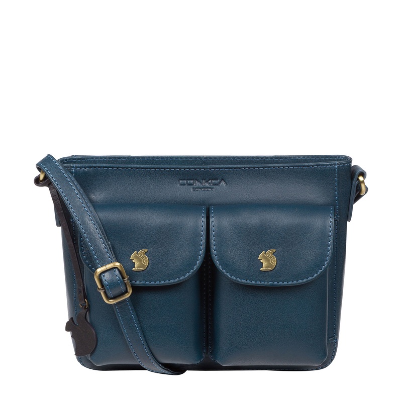 'Eski' Snorkel Blue Leather Cross Body Bag