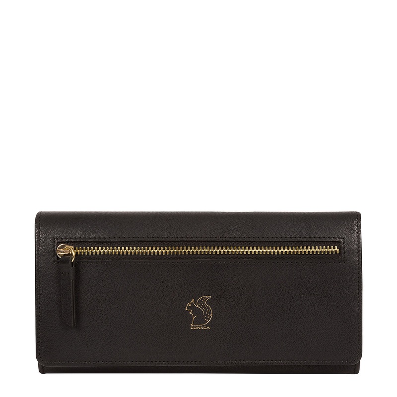 'Fenny' Smooth Black Leather Purse