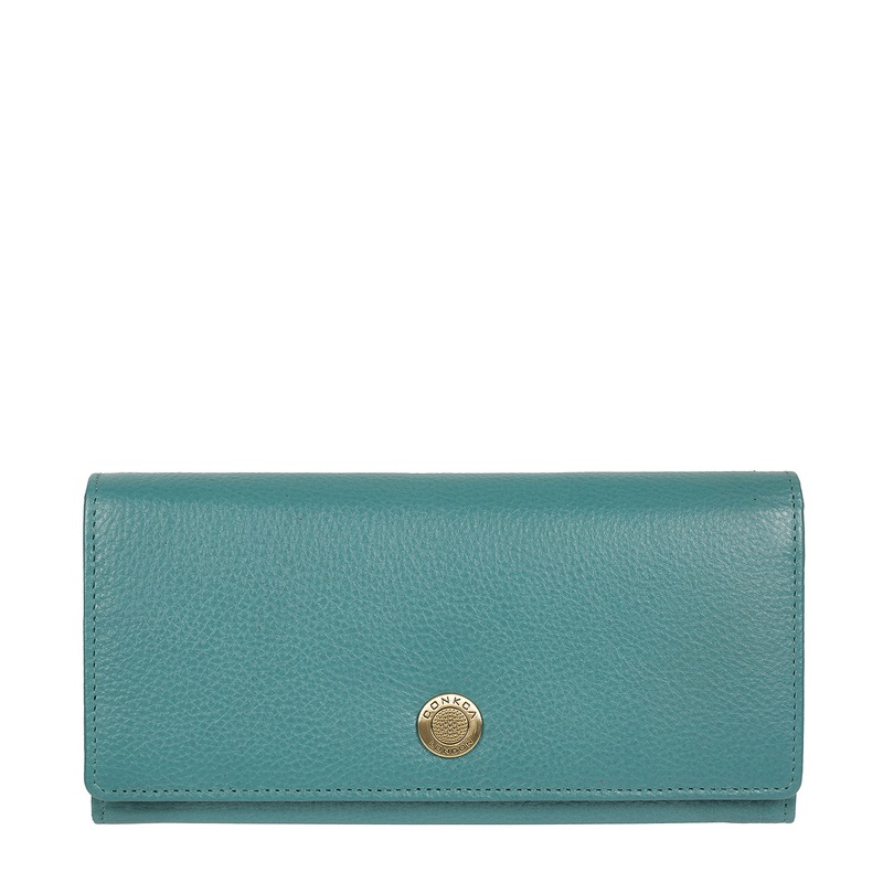 'Fey' Petrol Leather Purse
