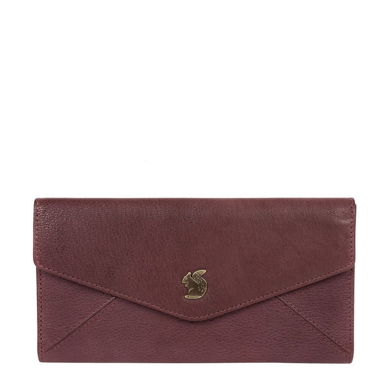 'Fion' Plum Leather Tri-Fold Purse