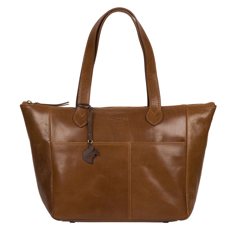 'Harp' Dark Tan Leather Tote Bag