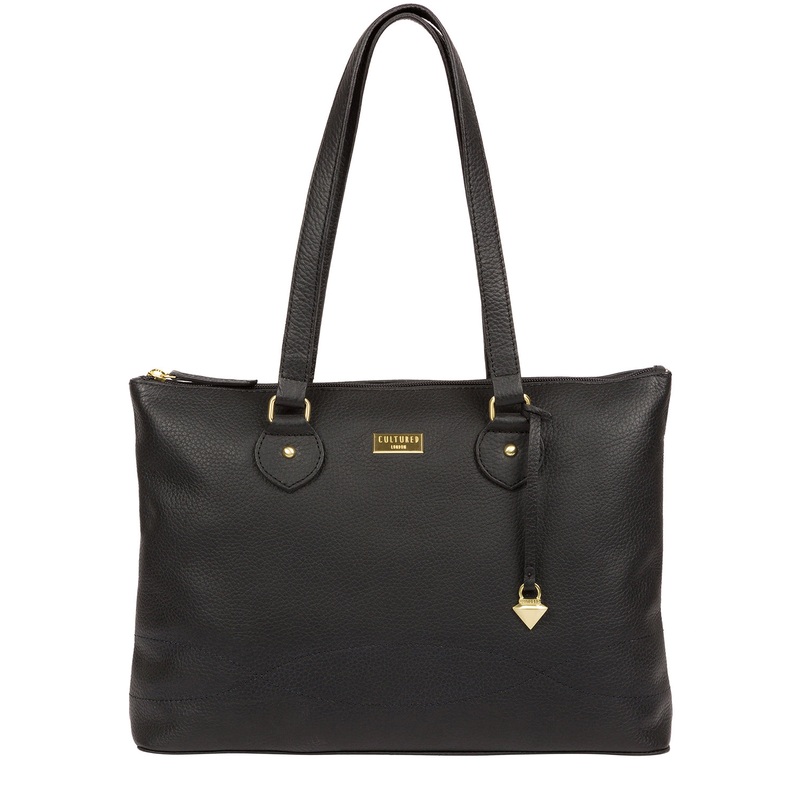 'Idelle' Black Leather Tote Bag