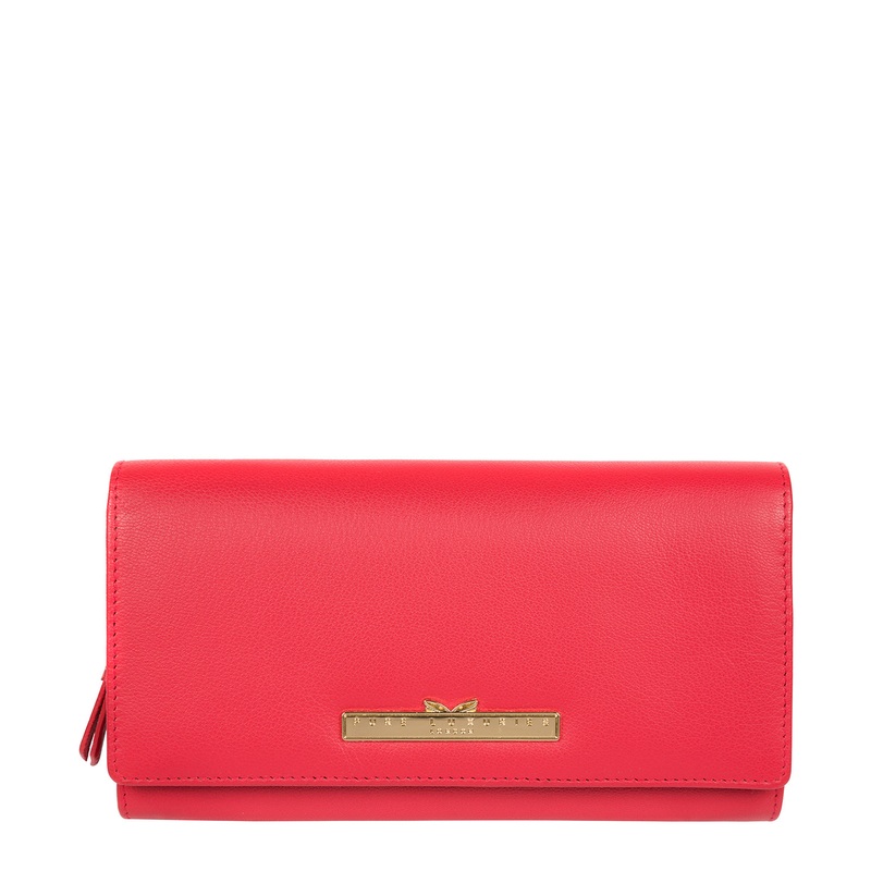 'Kite' Tomato Leather Tri-Fold Purse
