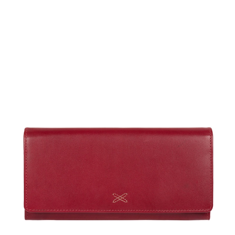 'Lana' Ruby Red Handcrafted Leather RFID Purse