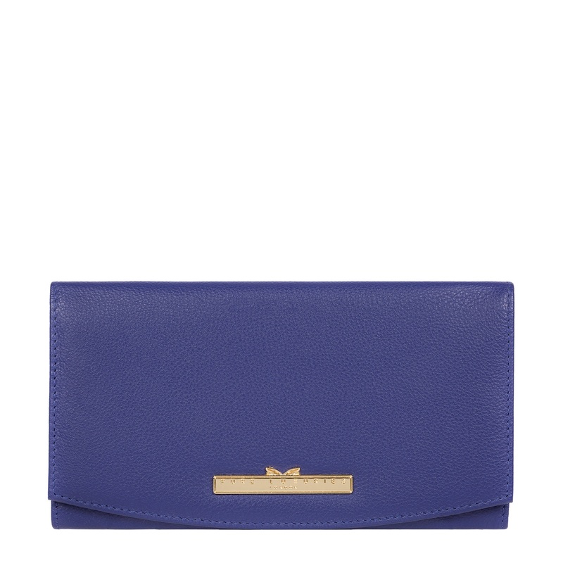 'Lark' Navy Leather Tri-Fold Purse