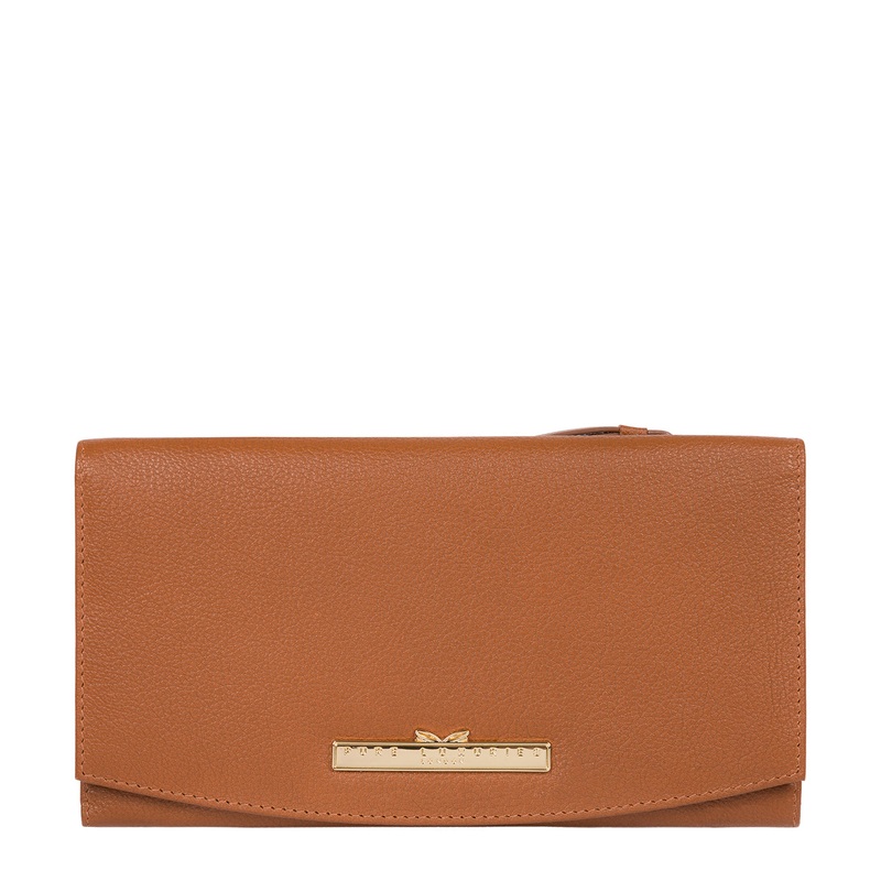 'Lark' Tan Leather Tri-Fold Purse