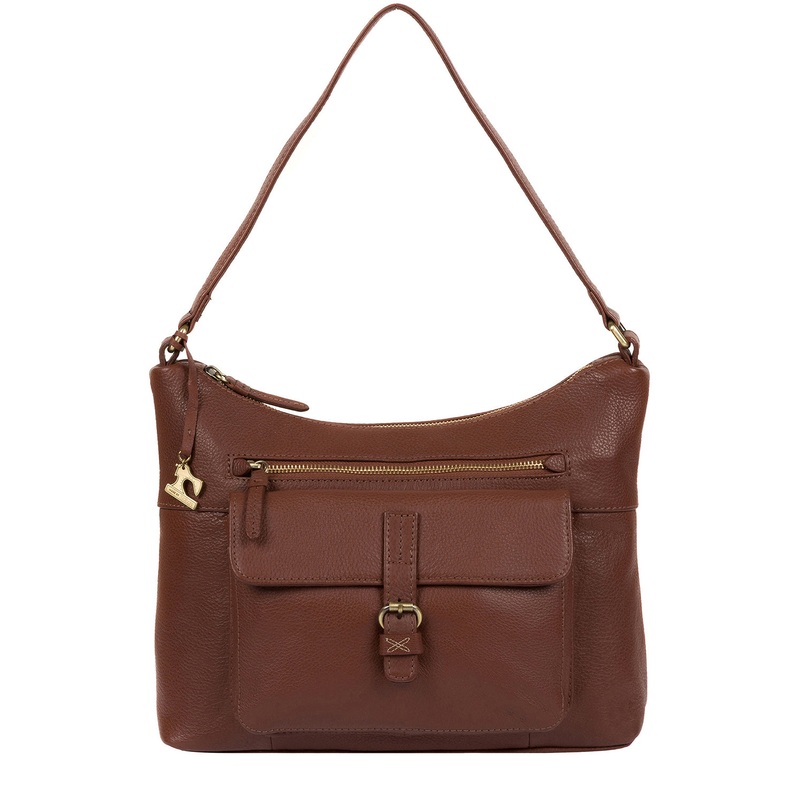 'Laura' Cognac Leather Shoulder Bag