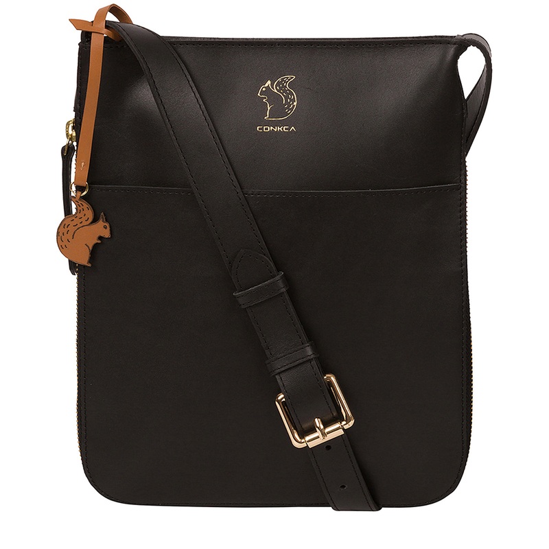 'Lautner' Jet Black Vegetable-Tanned Leather Cross Body Bag