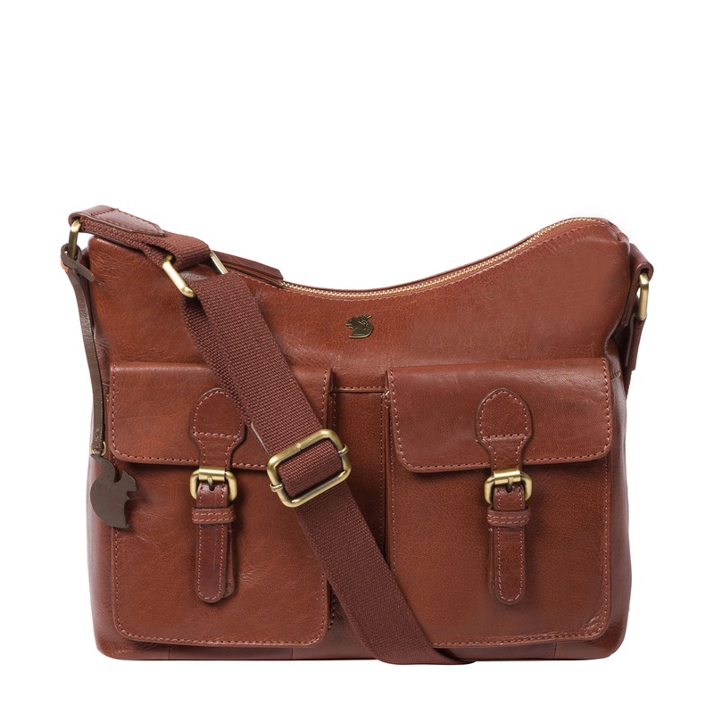 'Nancie' Conker Brown Leather Shoulder Bag