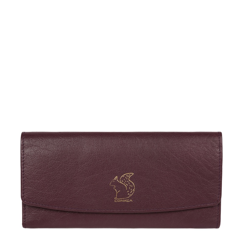 'Ollie' Plum Tri-Fold Leather Purse