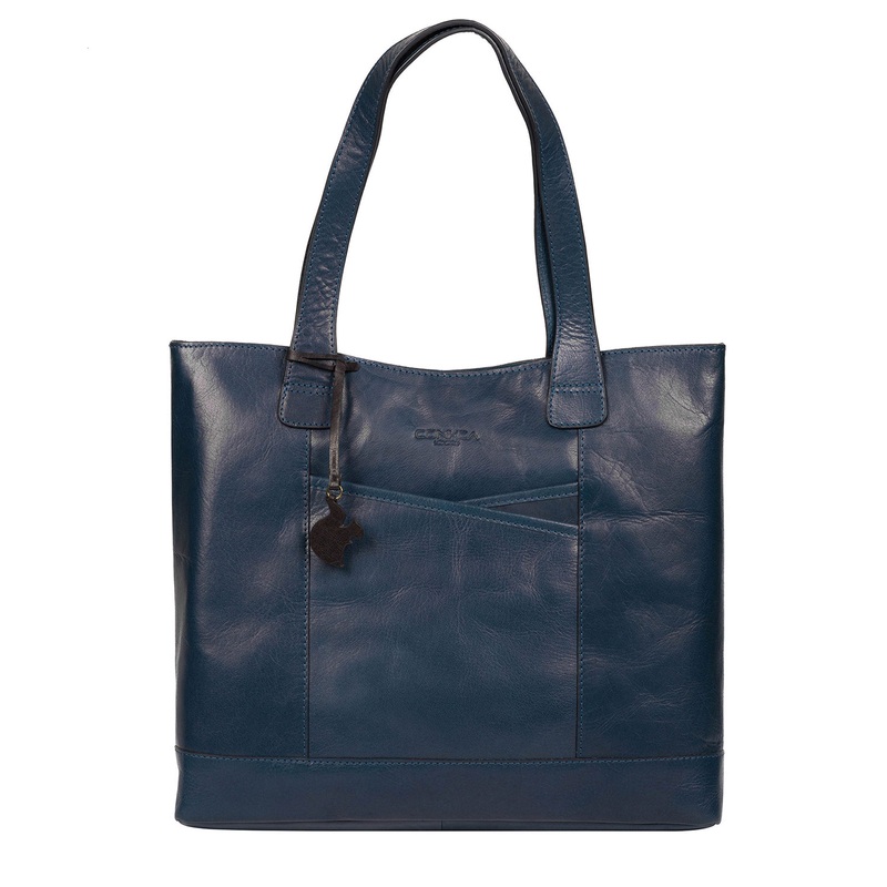 'Patience' Snorkel Blue Leather Tote Bag