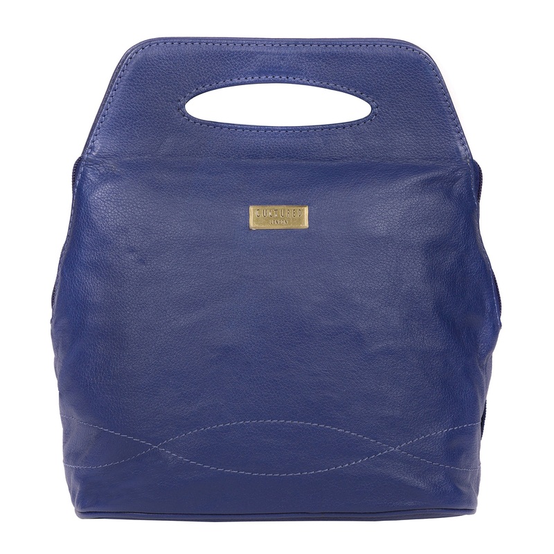 'Priya' Mazarine Blue Leather Backpack