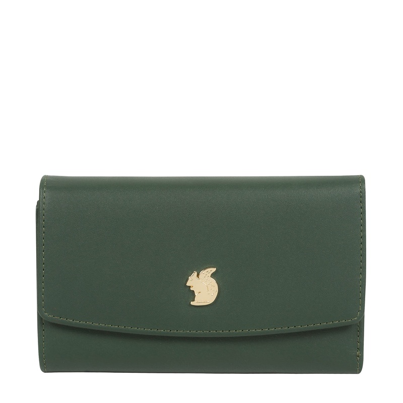 'Sherry' Evergreen Leather Tri-Fold Purse