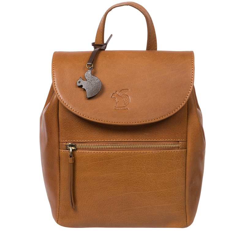 'Simone' Dark Tan Leather Backpack