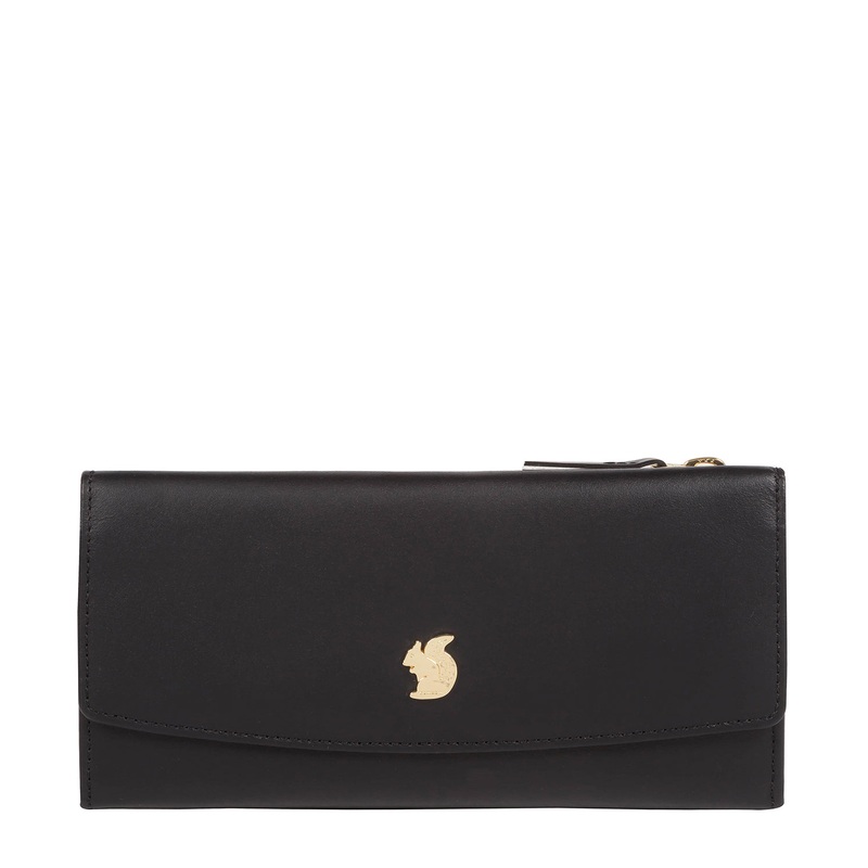 'Sugar' Black Leather Tri-Fold Purse