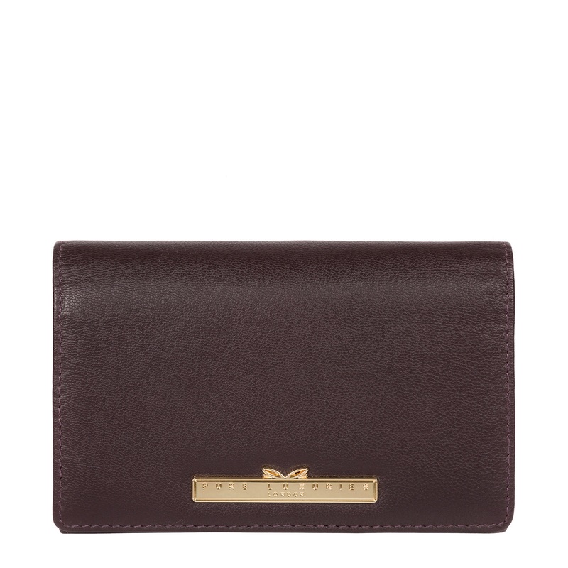 'Swift' Plum Leather Tri-Fold Purse