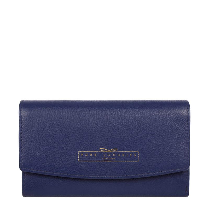 'Tulip' Cobalt Blue Leather Tri-Fold Purse