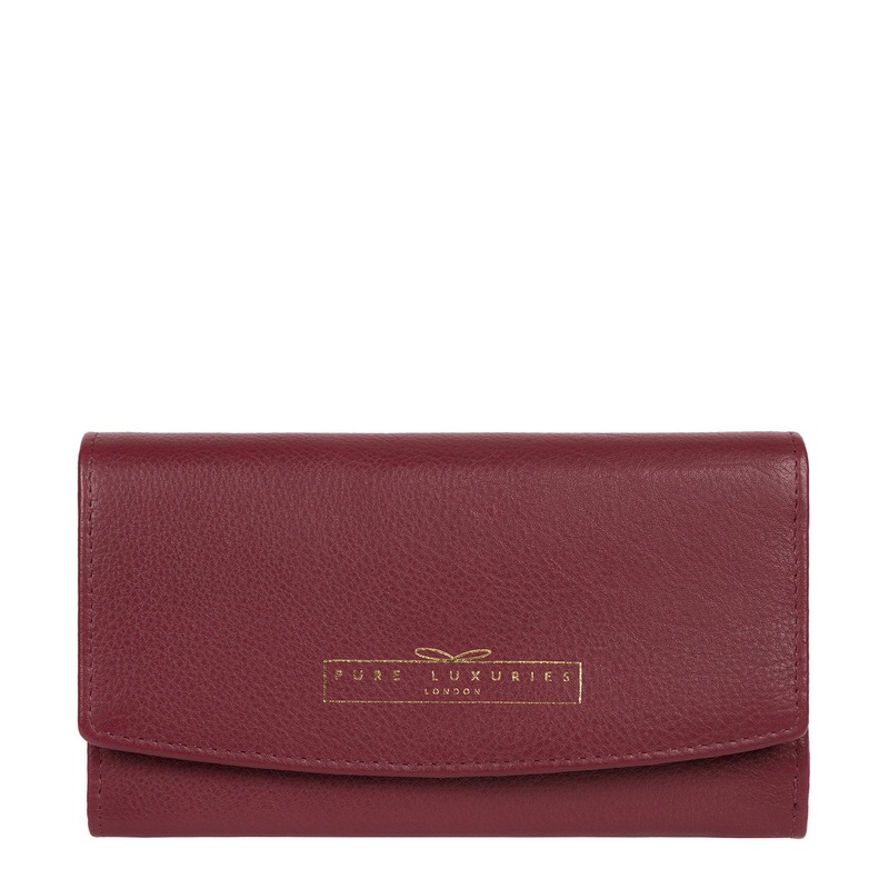 'Tulip' Plum Leather Tri-Fold Purse