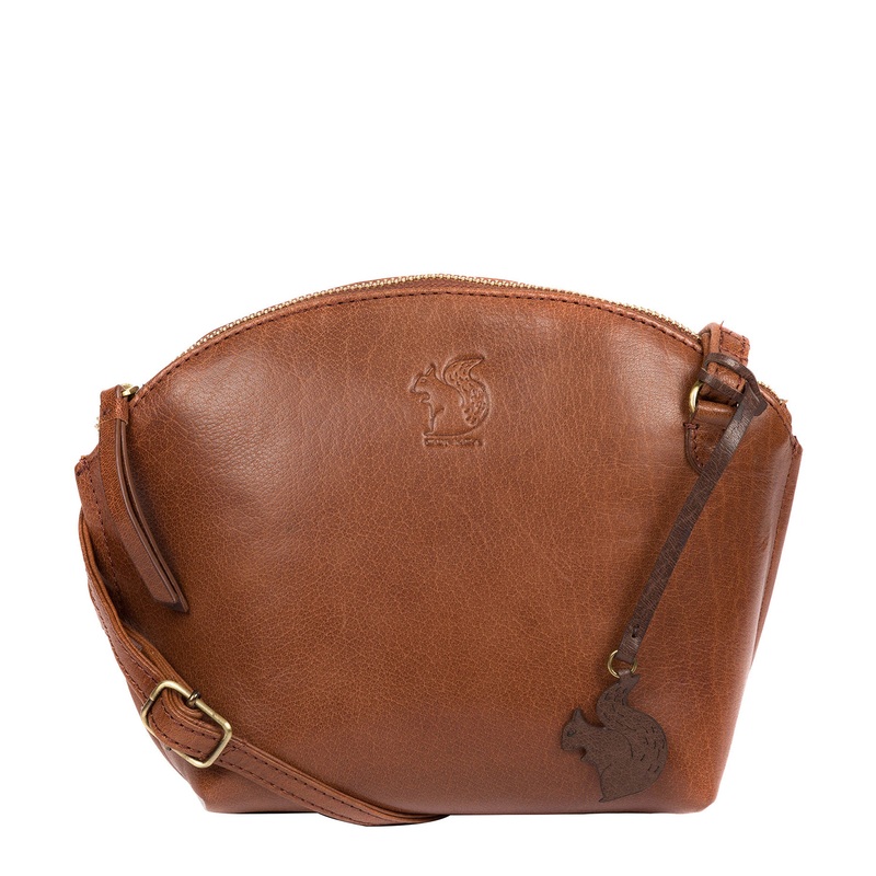 'Wym' Conker Brown Leather Cross Body Bag