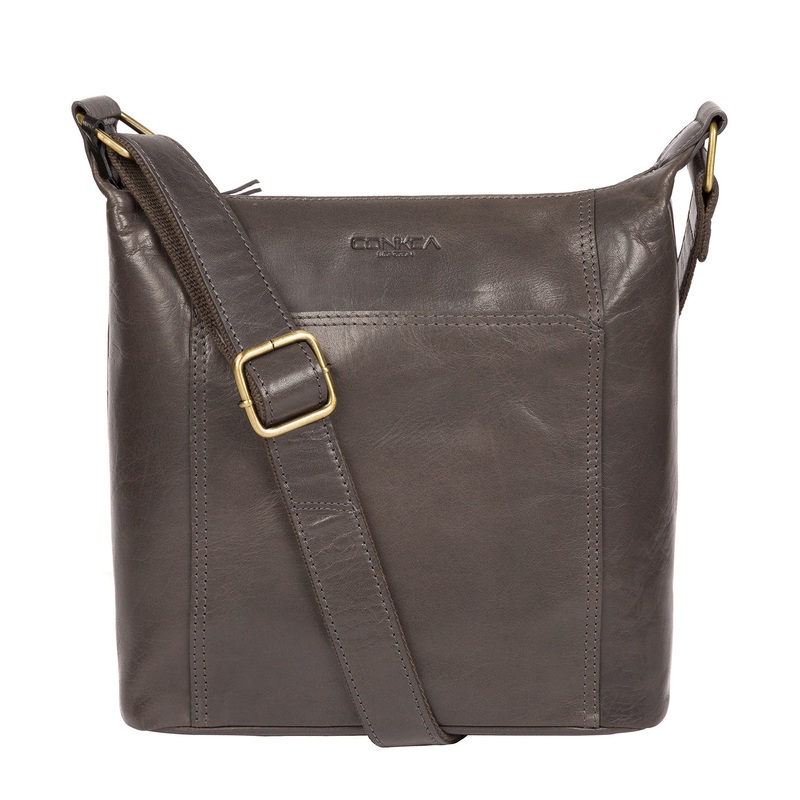 'Yasmin' Slate Leather Cross Body Bag