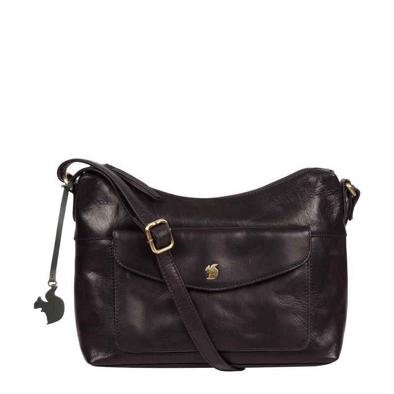 'Alana' Navy Leather Shoulder Bag