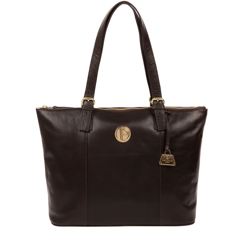'Aster' Dark Brown Leather Tote Bag