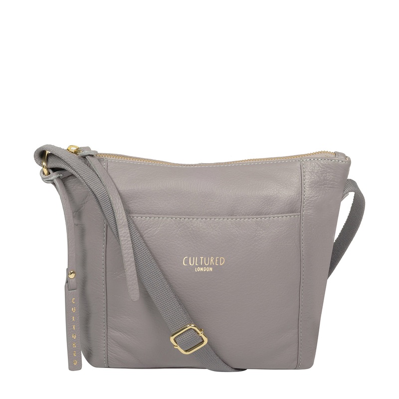 'Belgravia' Grey Leather Cross Body Bag