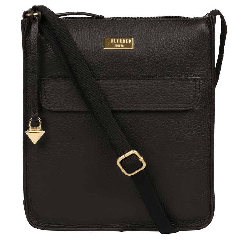'Beth' Black Leather Cross Body Bag