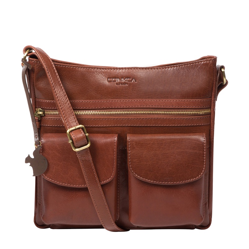 'Bon' Conker Brown Leather Cross Body Bag