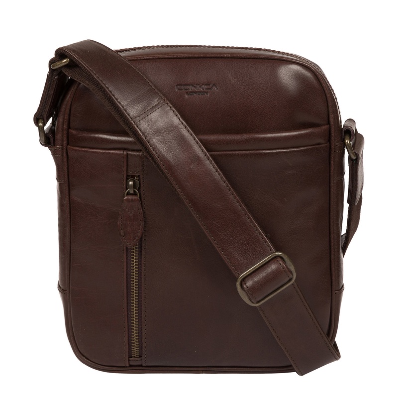 'Carlos' Dark Brown Leather Cross Body Bag