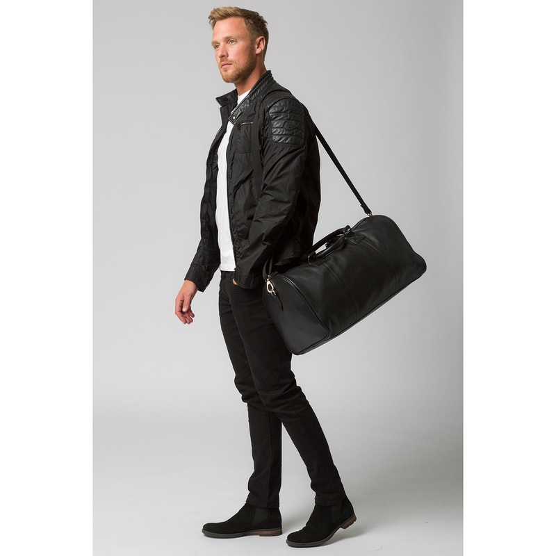 'Club' Black Leather Holdall