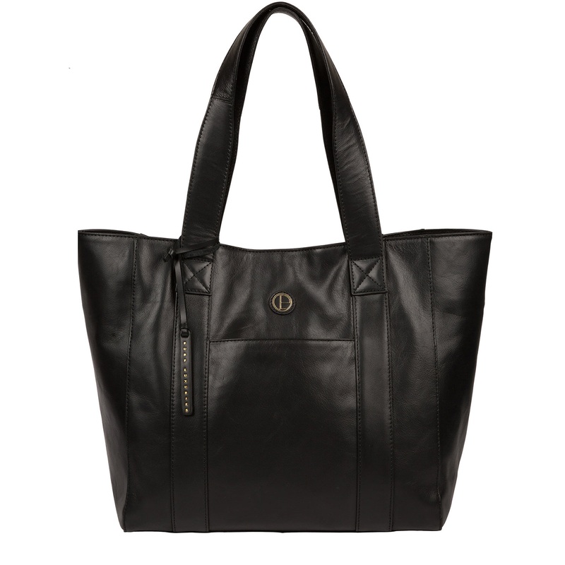 'Cranbrook' Vintage Black Leather Tote Bag