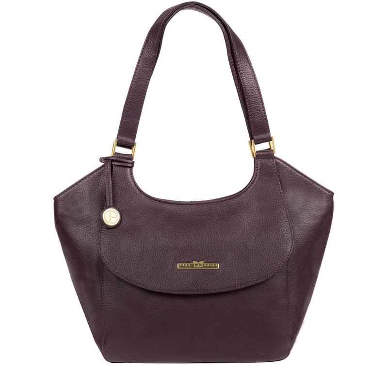 'Denisa' Plum Leather Tote Bag