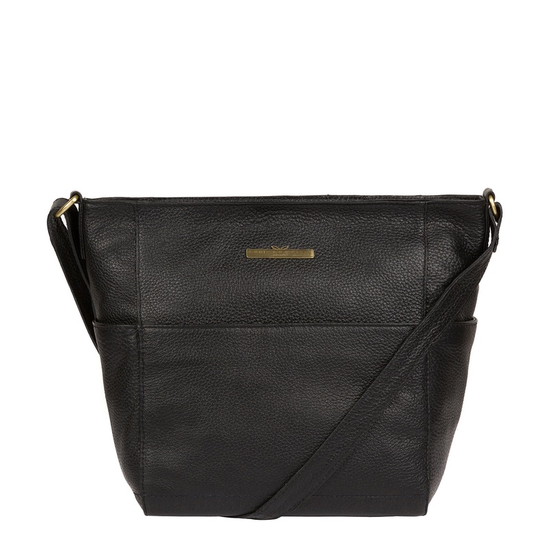 'Dorothea' Black Leather Shoulder Bag