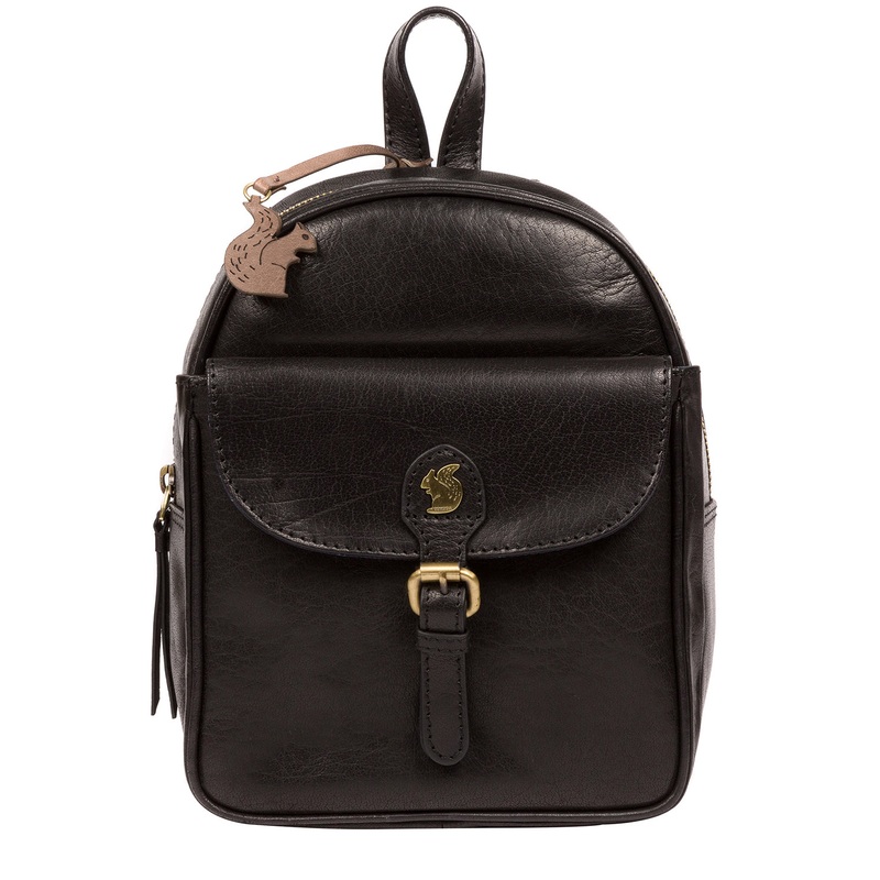 'Eloise' Black Leather Backpack