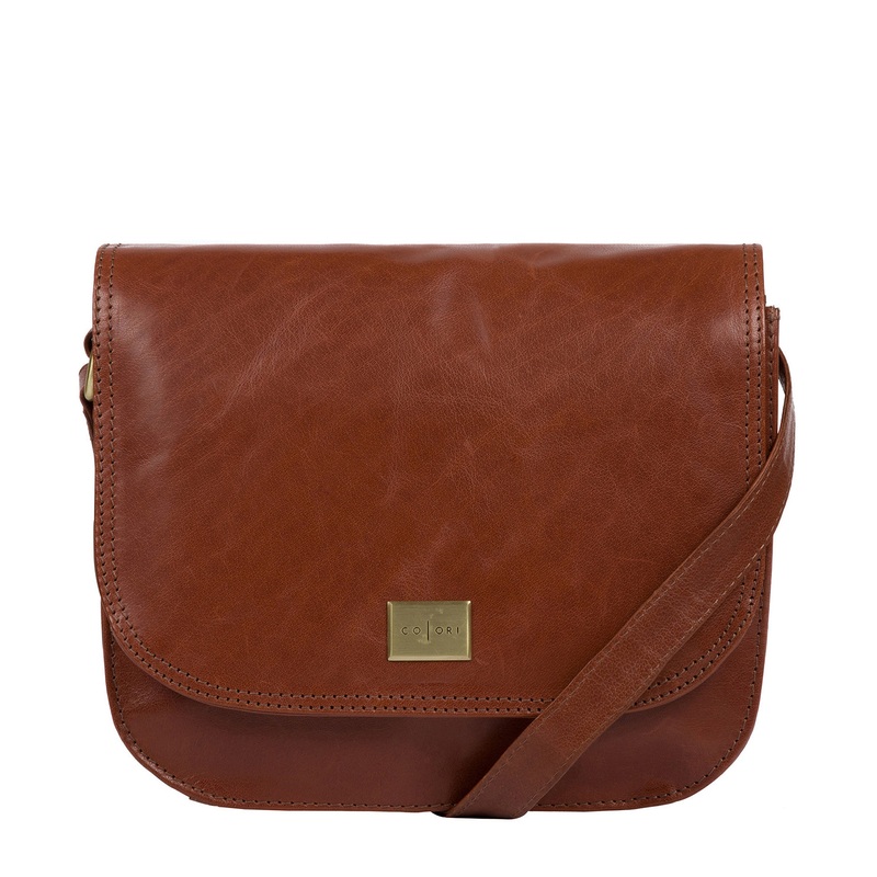'Empoli' Italian-Inspired Chestnut Leather Cross Body Bag