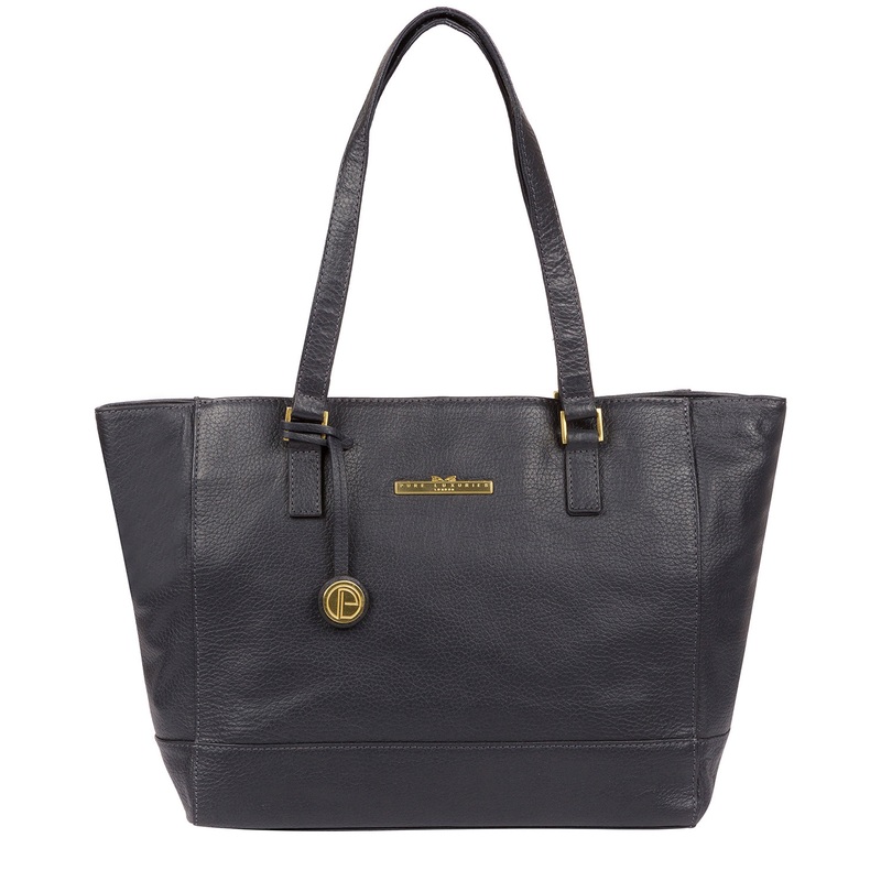 'Goldie' Midnight Blue Leather Tote Bag