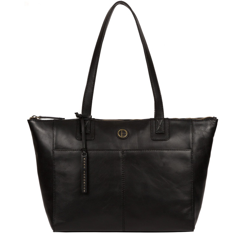 'Gwent' Black Leather Tote Bag