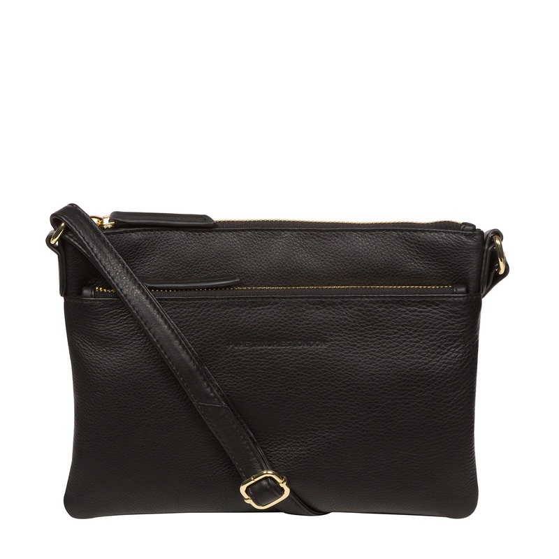 'Hannah' Black Nappa Leather Cross Body Bag